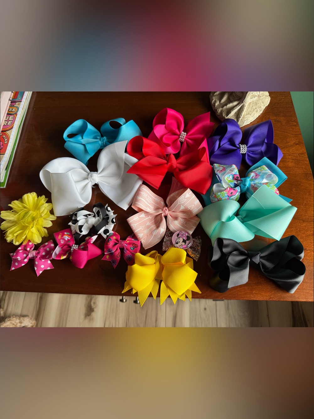Assorted Kids Hair Bows 16- Clip Multi-Color Pack